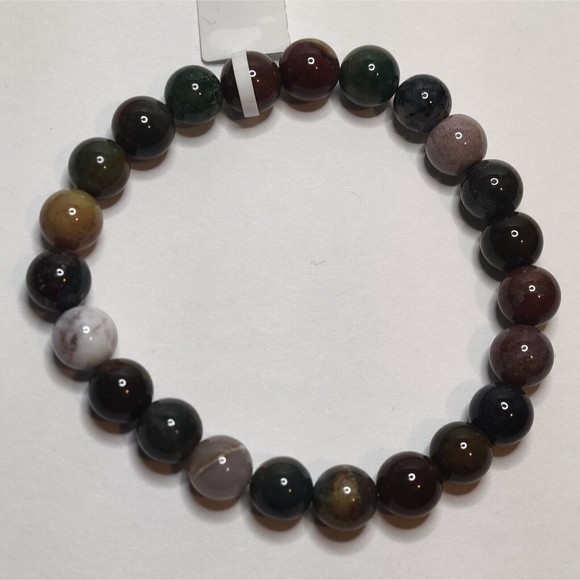 FANCY JASPER STRETCHY ROUND 8mm BRACELET NATURAL STONE w/ FREE FELT POUCH-B810 - Picture 1 of 14